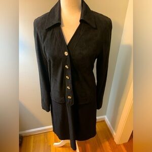 Steve Fabrikant Vintage wool/suede black dress, S